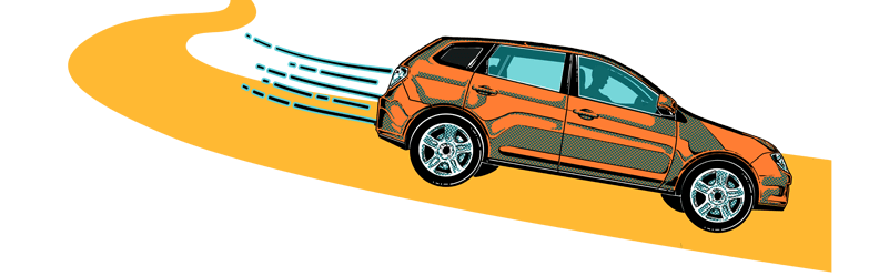 Illustration of a car coasting