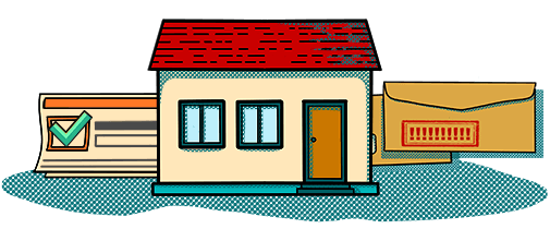 Illustration of a house and bills