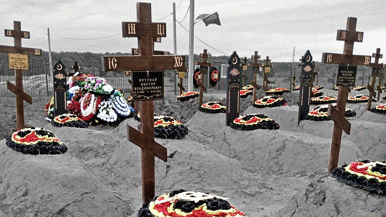 Image of graves in Russian cemetery