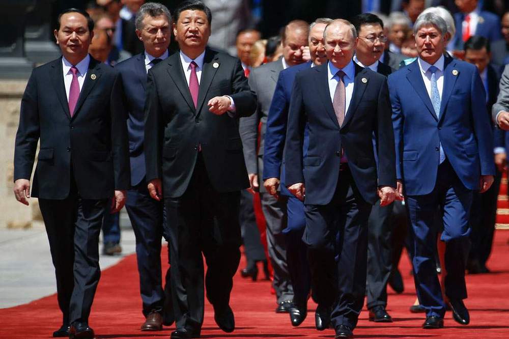 Xi Jinping and Vladimir Putin at the Belt and Road Forum, 2017