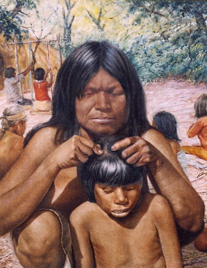 "El piojoso", óleo de Roberto Holden Jara, quien también documentó las costumbres de las etnias indígenas paraguayas.Cortesía: Beatriz Holden. 