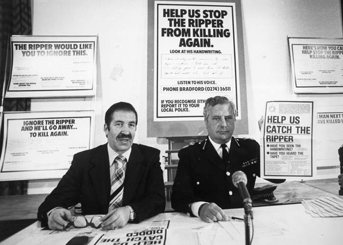 West Yorkshire Chief Constable Ronald Gregory (right), who led the investigation and Detective Chief Superintendent Jim Hobson, appeal to the public for help