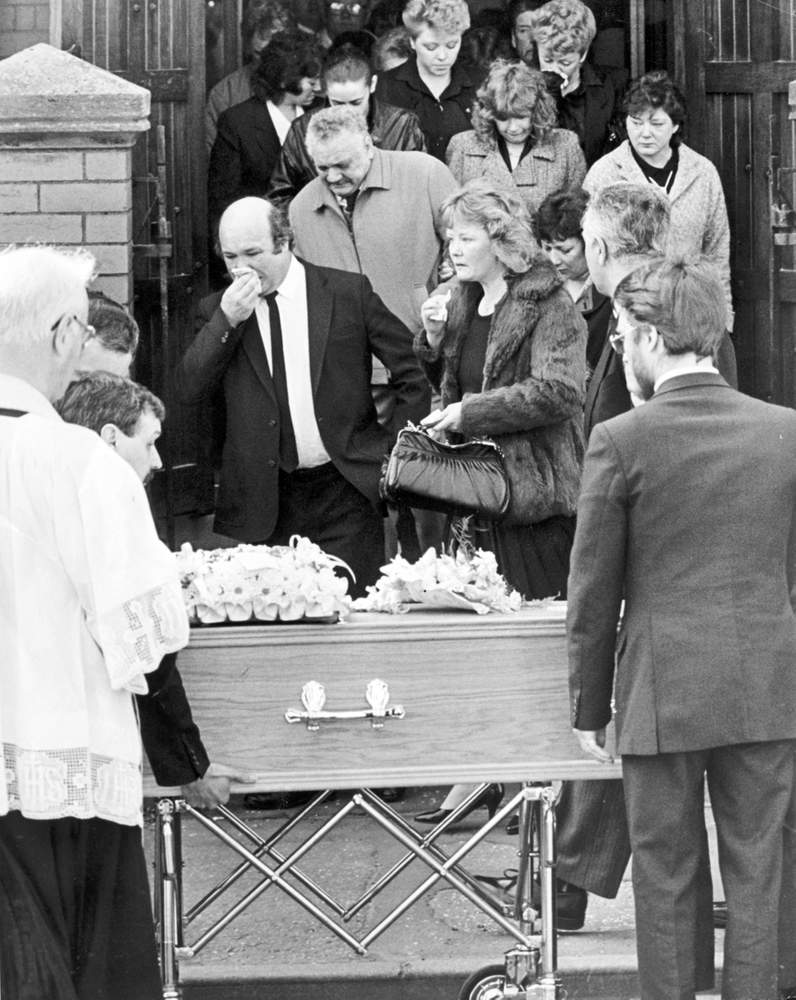 Lynette&#39;s father Terry and family at her funeral