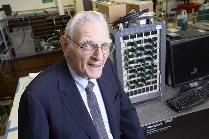 John Goodenough, the man behind the lithium-ion battery, in his lab in 2015&amp;nbsp;