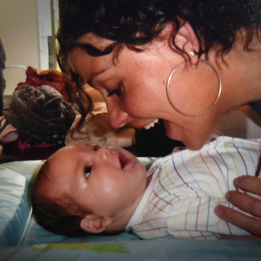 Shelley with Cruz as a baby