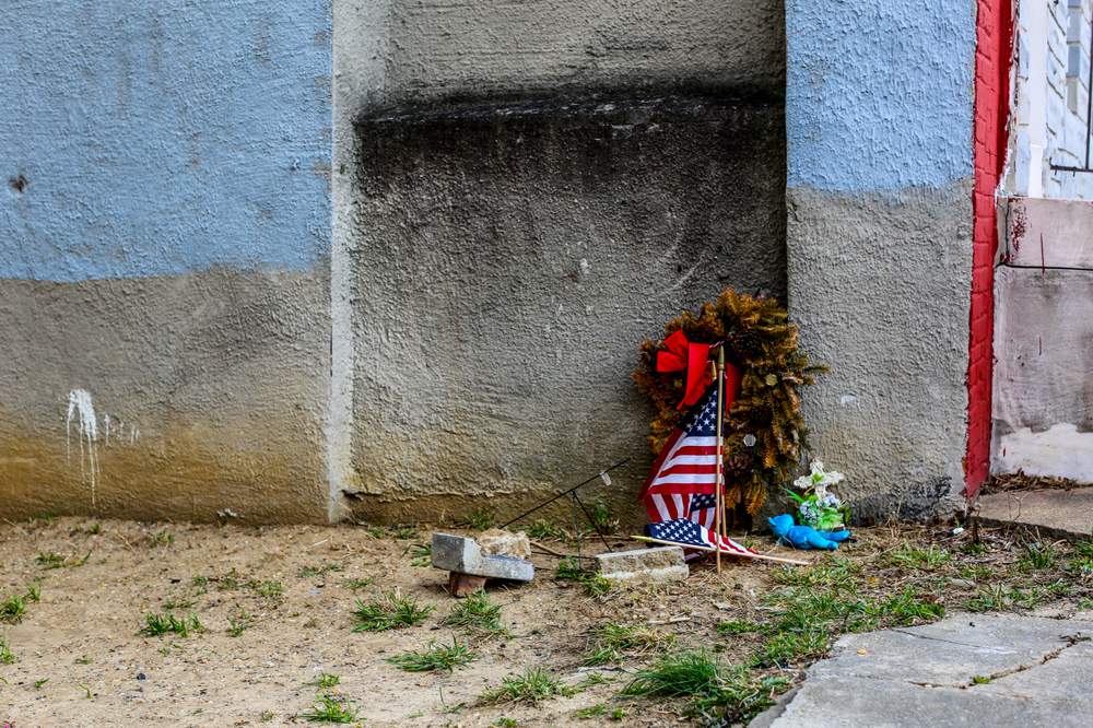 A memorial where Suiter was found