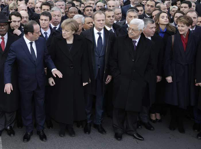 2015: World leaders march through Paris after the Charlie Hebdo attacks