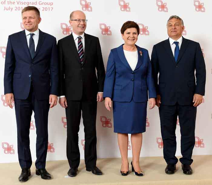 2016: Orban with fellow leaders of the Visegrad Group of countries (Czech Republic, Slovakia, Poland and Hungary)