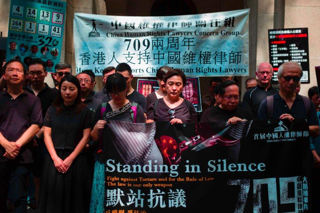 Hong Kong activists supporting Chinese rights lawyers, July 2017