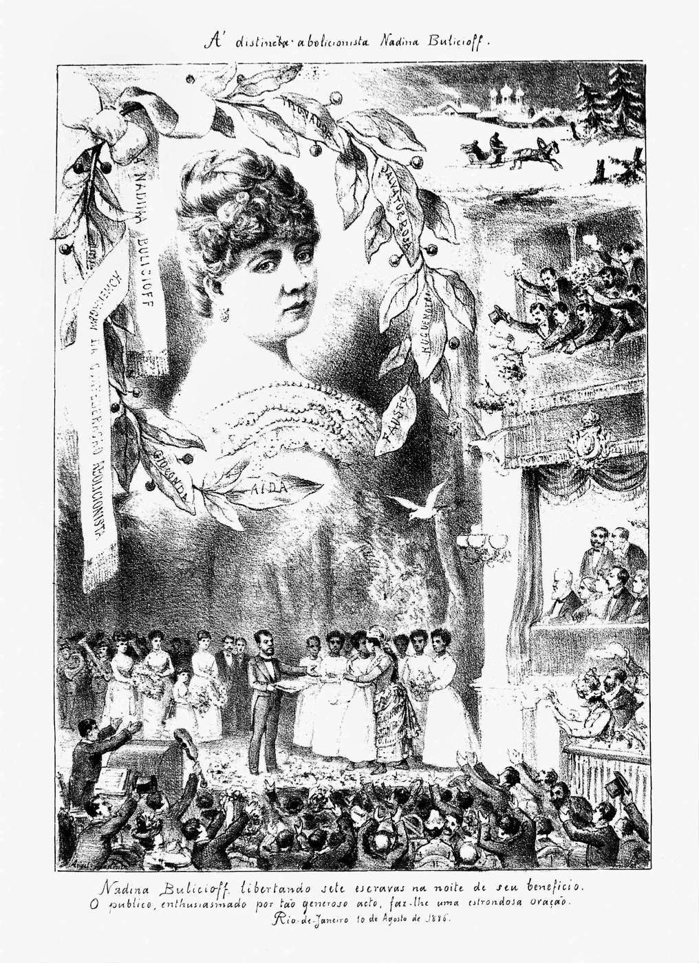 Patrocínio e Nadina entregam alforrias para escravas durante concerto Acervo Fundação Biblioteca Nacional - Brasil