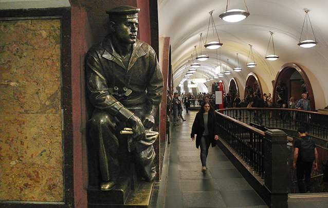 Olimp Rudakov, who posed in his youth for this sculpture at Ploshchad Revolutsii station, went on to become a high-ranking naval captain.&amp;nbsp;