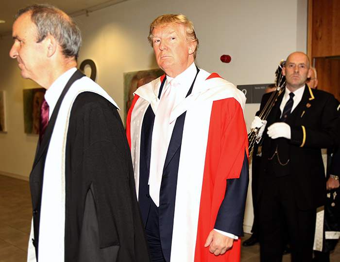 Donald Trump receiving an honorary degree from Robert Gordon University in 2010 (it was later revoked)