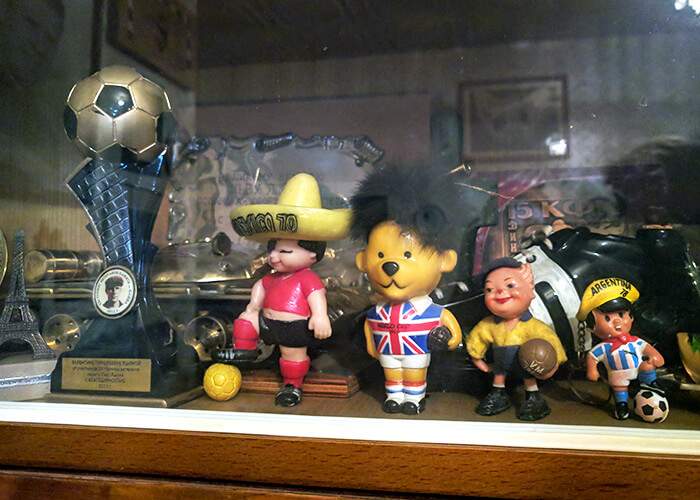 World Cup Willie (centre) - the mascot from the 1966 World Cup - is one of the many items adorning the flat Yashin shared with Valentina during his life