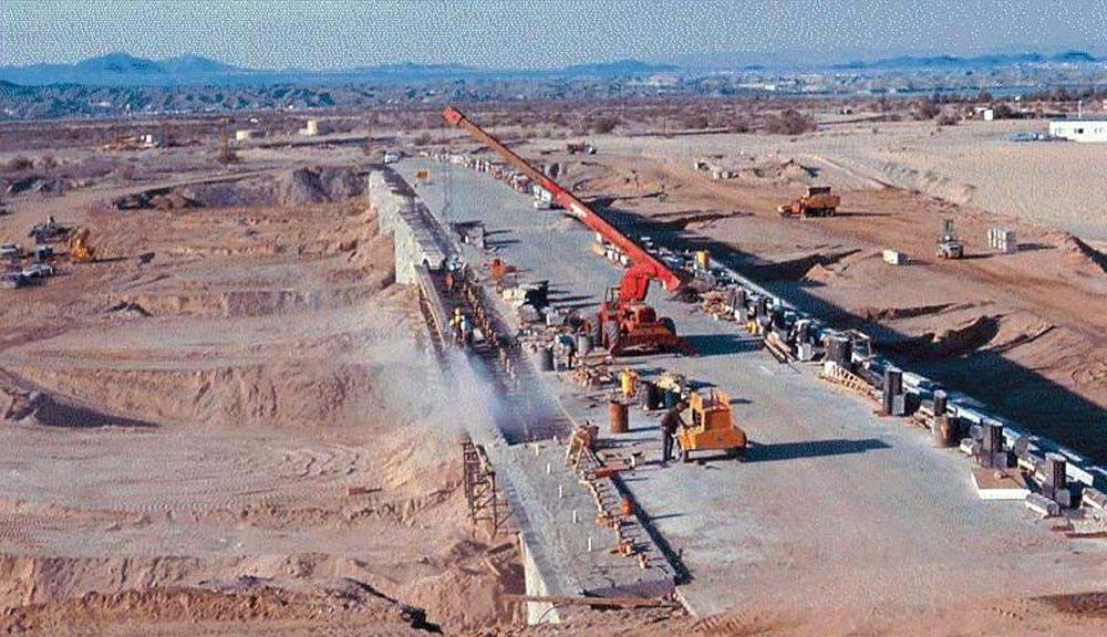 Construction workers had to build the bridge in the sweltering Arizona heat