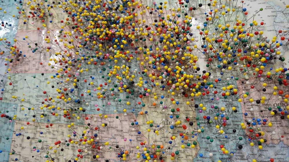 Thousands of tourists have pierced a map in the visitors’ centre with pins marking their home state