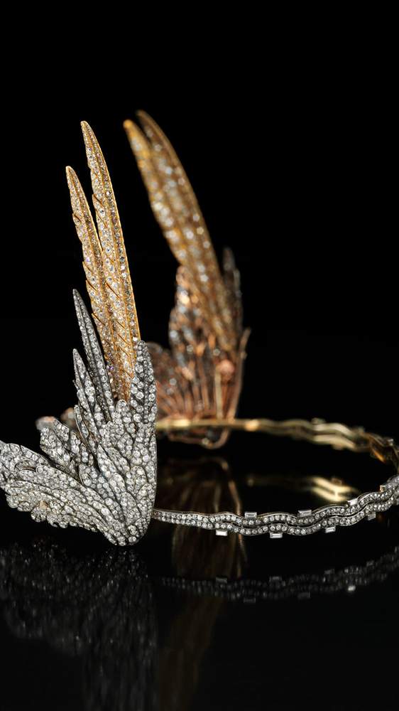 A diamond-winged Cartier tiara will be one of the items on display