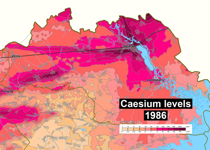Declining caesium-137 levels. Source: Ukrainian Institute of Agricultural Radiology
