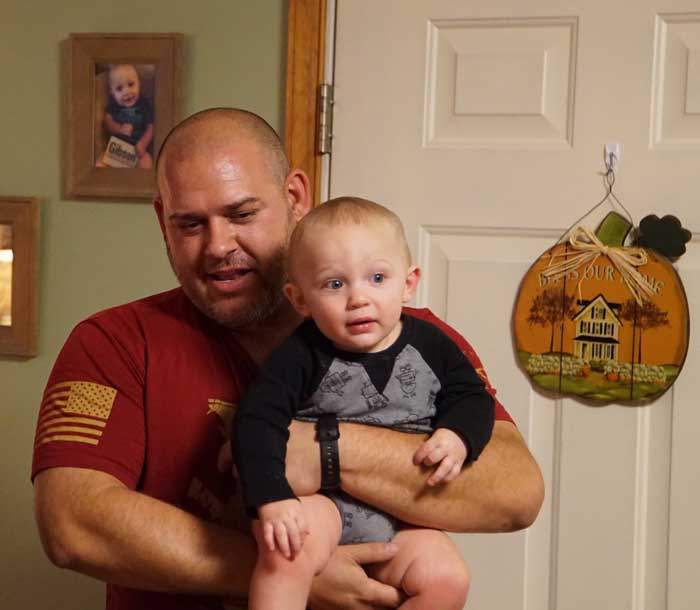 Ben with his son Gibson, named after a fellow soldier who died in Iraq