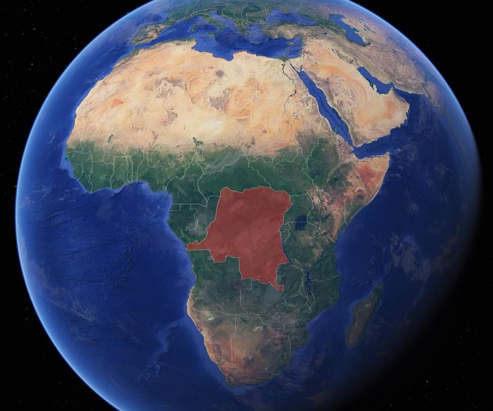 Africa, with DR Congo marked red