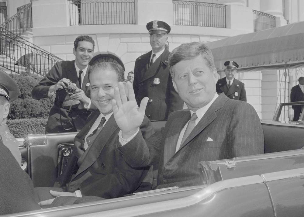 President Joao Goulart (L) and President Kennedy (R) leaving the White House, 1962