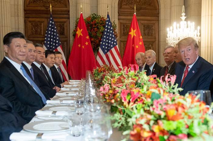 Xi Jinping and Donald Trump at dinner, December 2018
