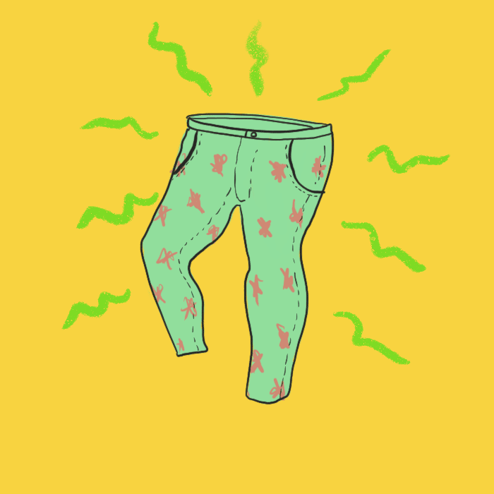 Illustration of the controversial trousers. Illustration of the controversial trousers.