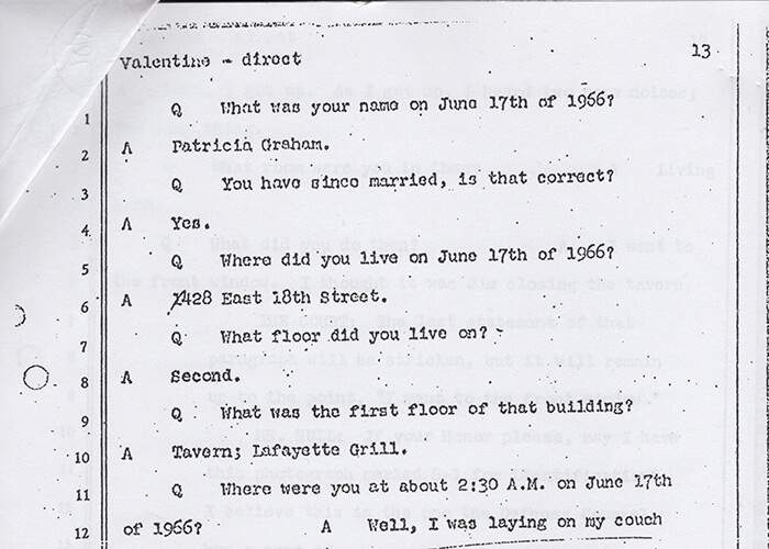 Extract from police interview with Patty Valentine