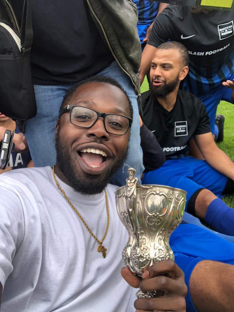 Lloyd posing with the Jack Walpole Cup Baiteze won in May 2018