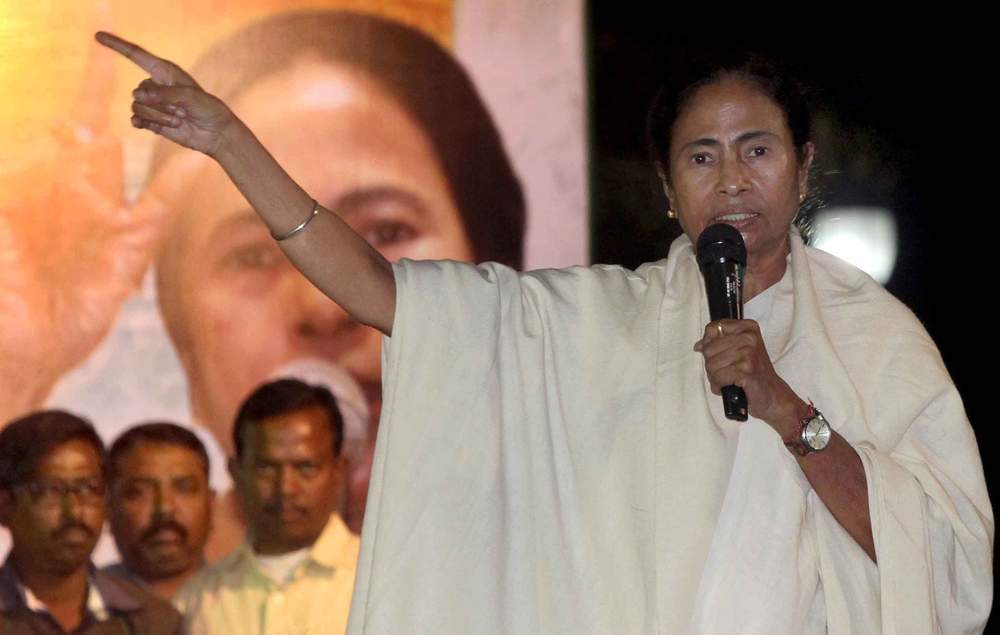 January 2017: Congress politician Mamata Banerjee addresses a protest against demonetisation in Kolkata