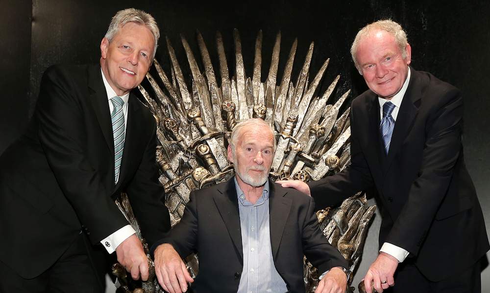 Peter Robinson, Ian McElhinney and Martin McGuinness