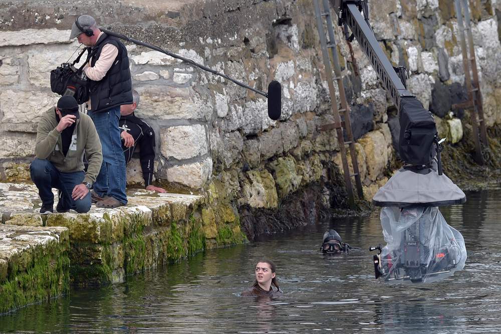 Filming in Carnlough, County Antrim, in August 2015