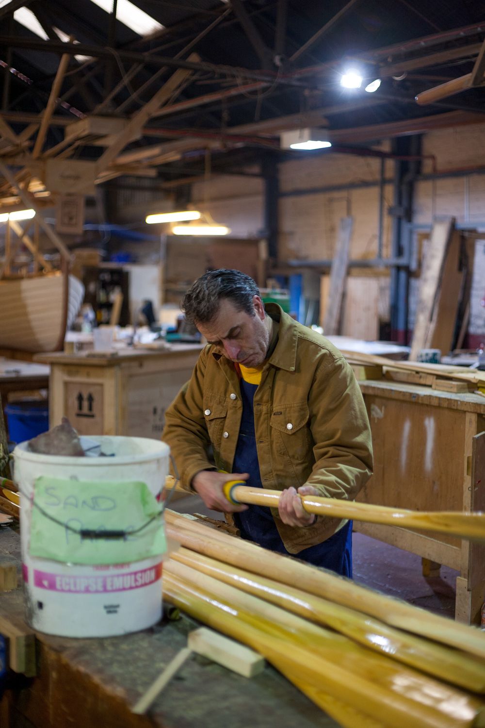 Man working on boat