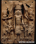 A brass plaque under the Benin Bronzes collection