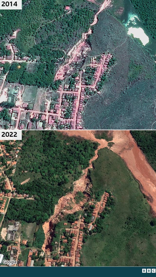 Satellite image of Buriticupu gully in 2014 and 2022