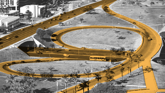 Vista aérea de los intercambios de Brasilia