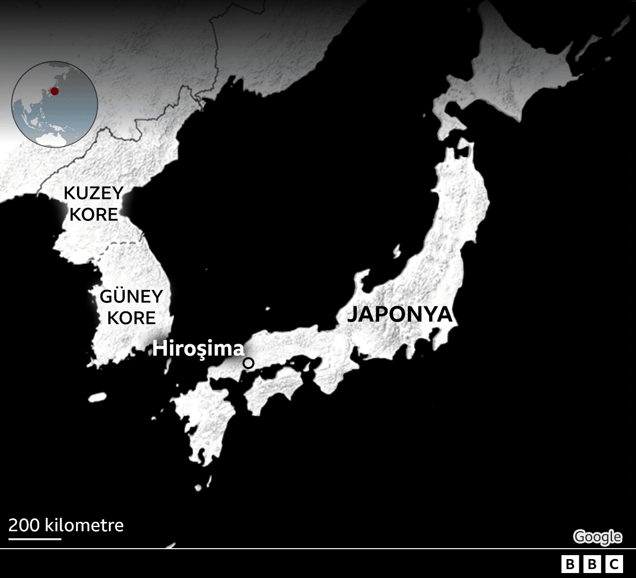 Hiroşima şehrinin haritası