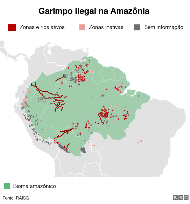 Gráfico da mineração ilegal na Amazônia