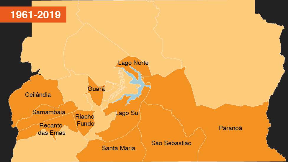 Mapa do Distrito Federal de 1961 a 2019