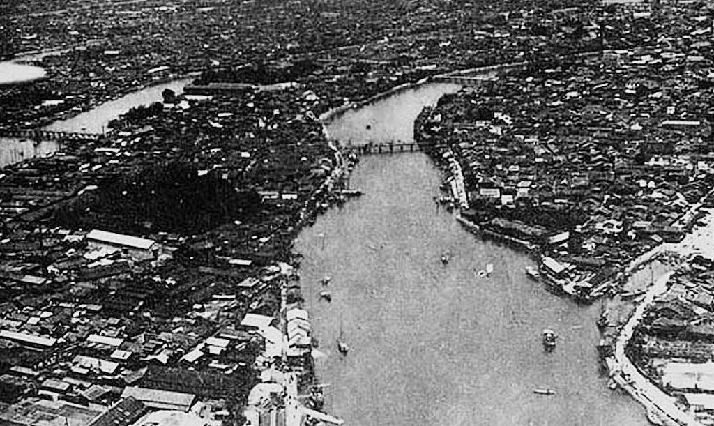 Vista aérea de la ciudad de Hiroshima antes de la explosión