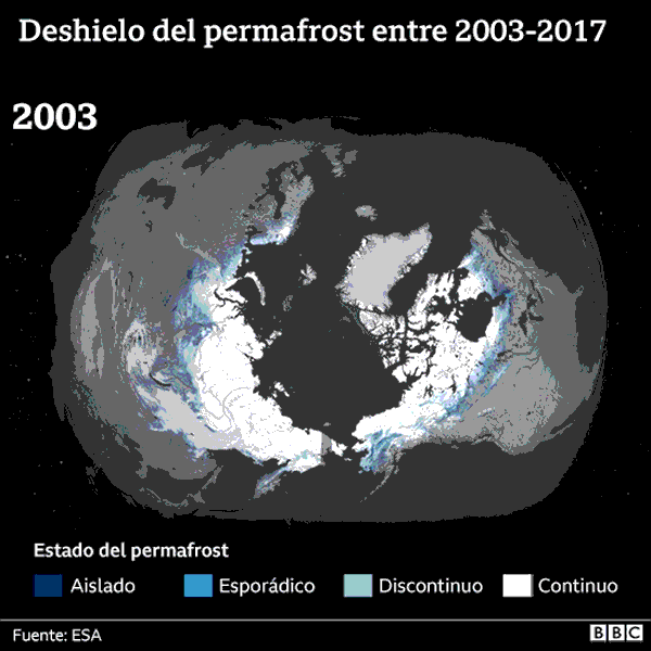Deshielo del permafrost entre 2003-2017