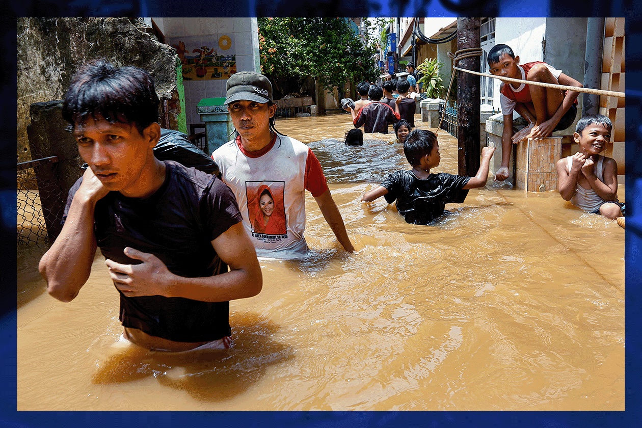 Una imagen que muestra las inundaciones en Yakarta.