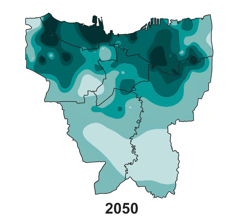 2050年前雅加達地面下沉狀態