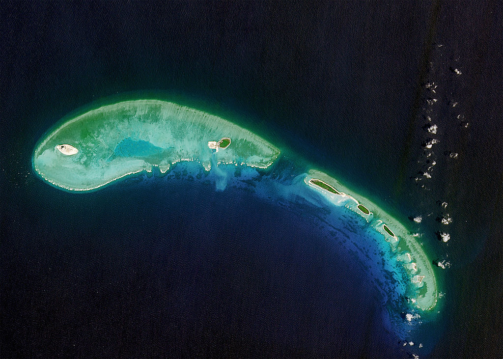 Một hình ảnh vệ tinh của Đảo Bắc với một số đảo nhỏ hơn. Một phần của quần đảo Hoàng Sa ở Biển Đông.