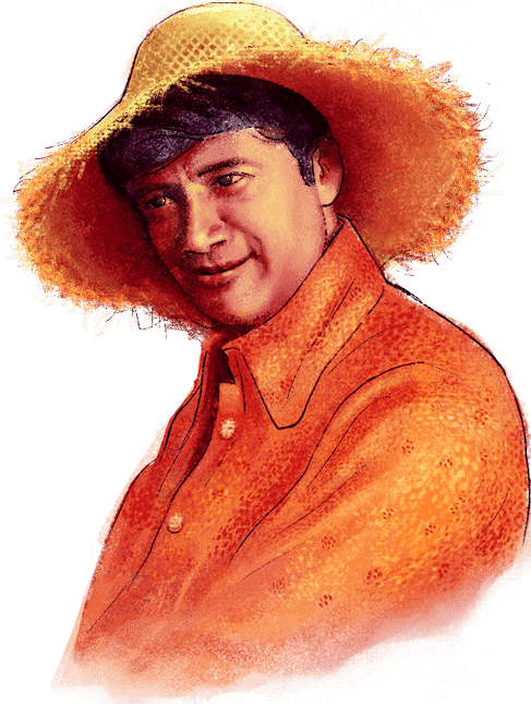 देव आनन्द र जीनत अमान 'दम मारो दम' गीतको छायाङ्कनका क्रममा