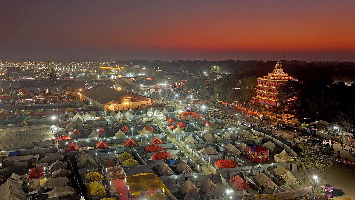 Aerial view of tents