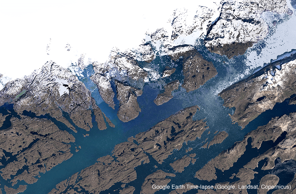 Satellite image of Qaleraliq glacier, Greenland in 1993