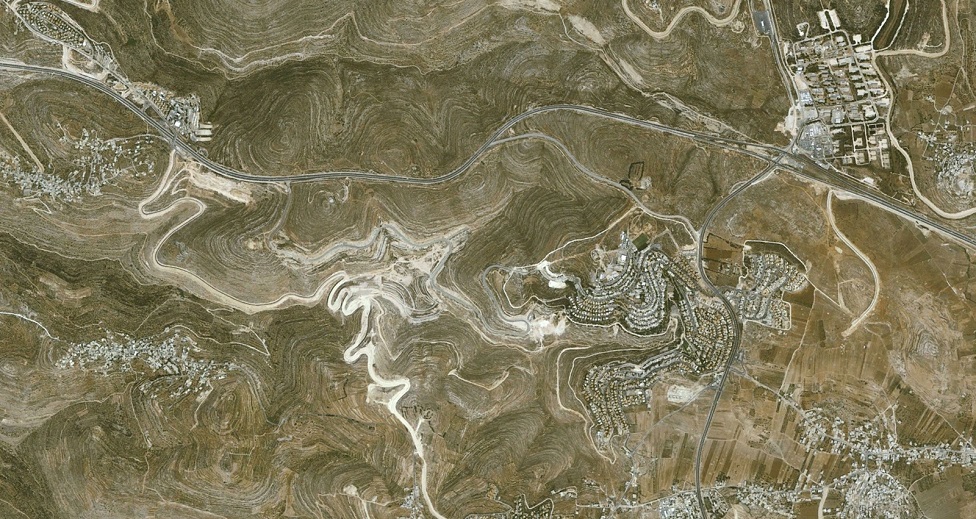 Map of Givat Zeev, an Israeli settlement in the West Bank, in 2004