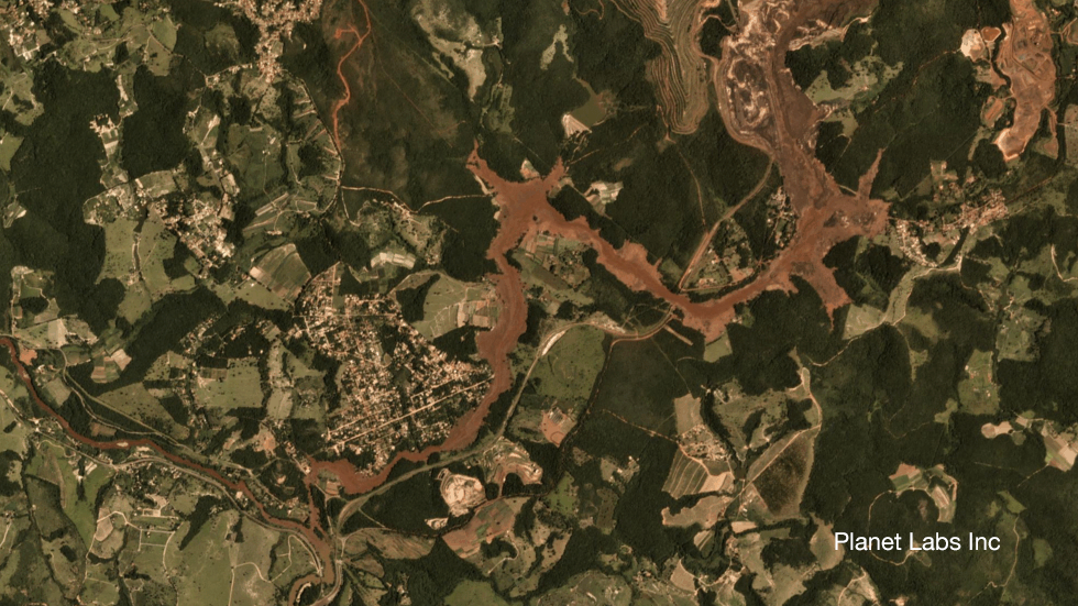 Satellite image of Brumadinho mine in Brazil 29 January 2019