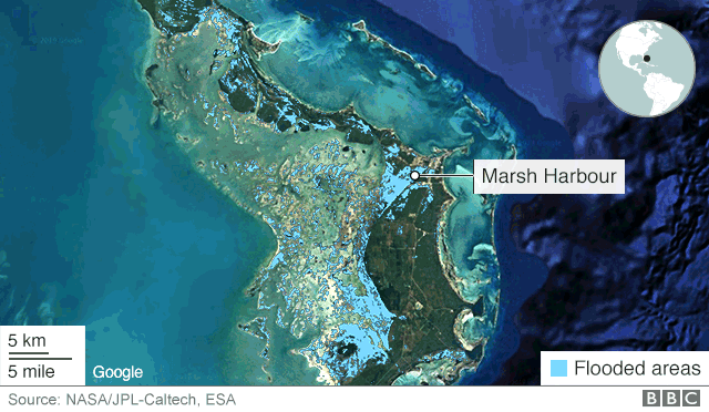 Graphic showing flooded areas after Dorian