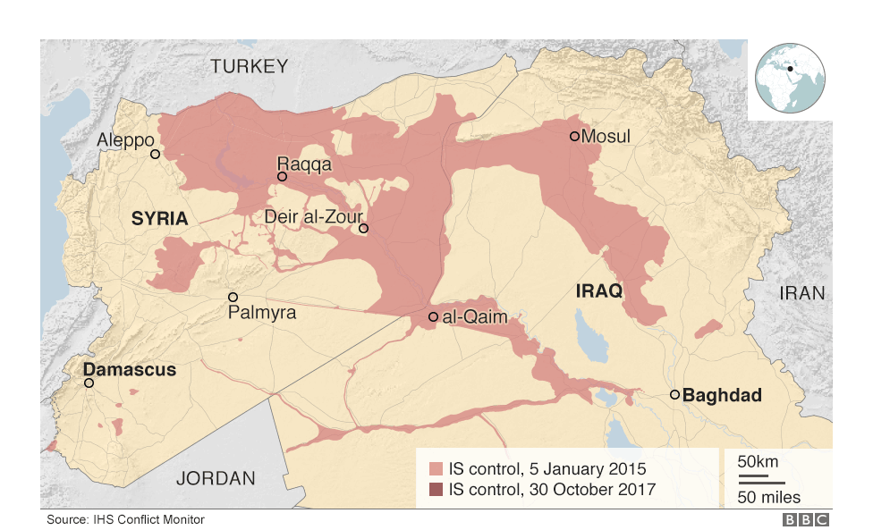 Area controlled by Islamic State group in January 2015